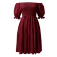 thumbnail image 4 of Sngxgn Women's Dresses Ribbed Long Sleeve Square Neck Tops Mini Dress(Red,XXL), 4 of 6