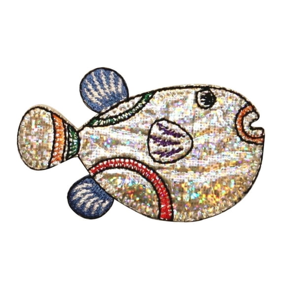 ID 0192 Blow Fish Shiny Patch Tropical Aquarium DIY Craft Iron On Applique