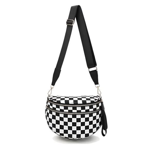 GASTROPOD Checkered Crossbody Bum Bag for Women Nylon Checkereds Crossbody Bag Spacious Checkered Purse Bum Bag