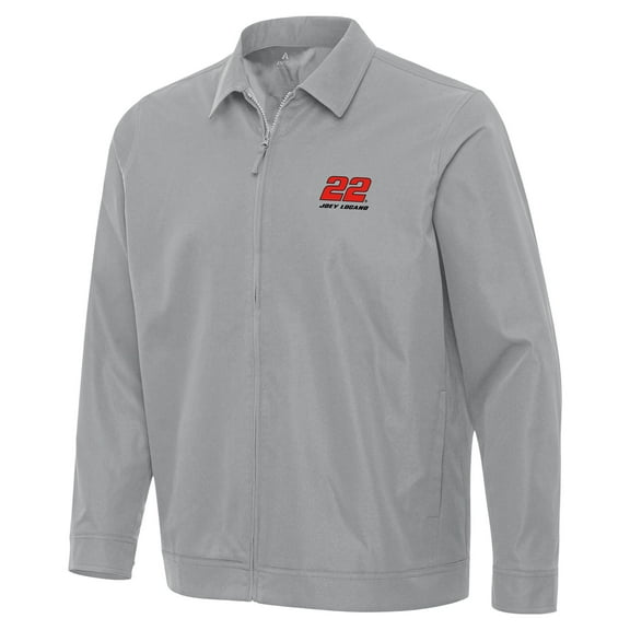 Men's Antigua  Gray Joey Logano Pivot Full-Zip Jacket