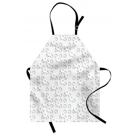 Geometric Circle Apron Dispersed Ring Motifs with Structural Circuit Bands Western Art Layout Artwork, Unisex Kitchen Bib Apron with Adjustable Neck for Cooking Baking Gardening, Grey, by (Best Kitchen Layout For Entertaining)
