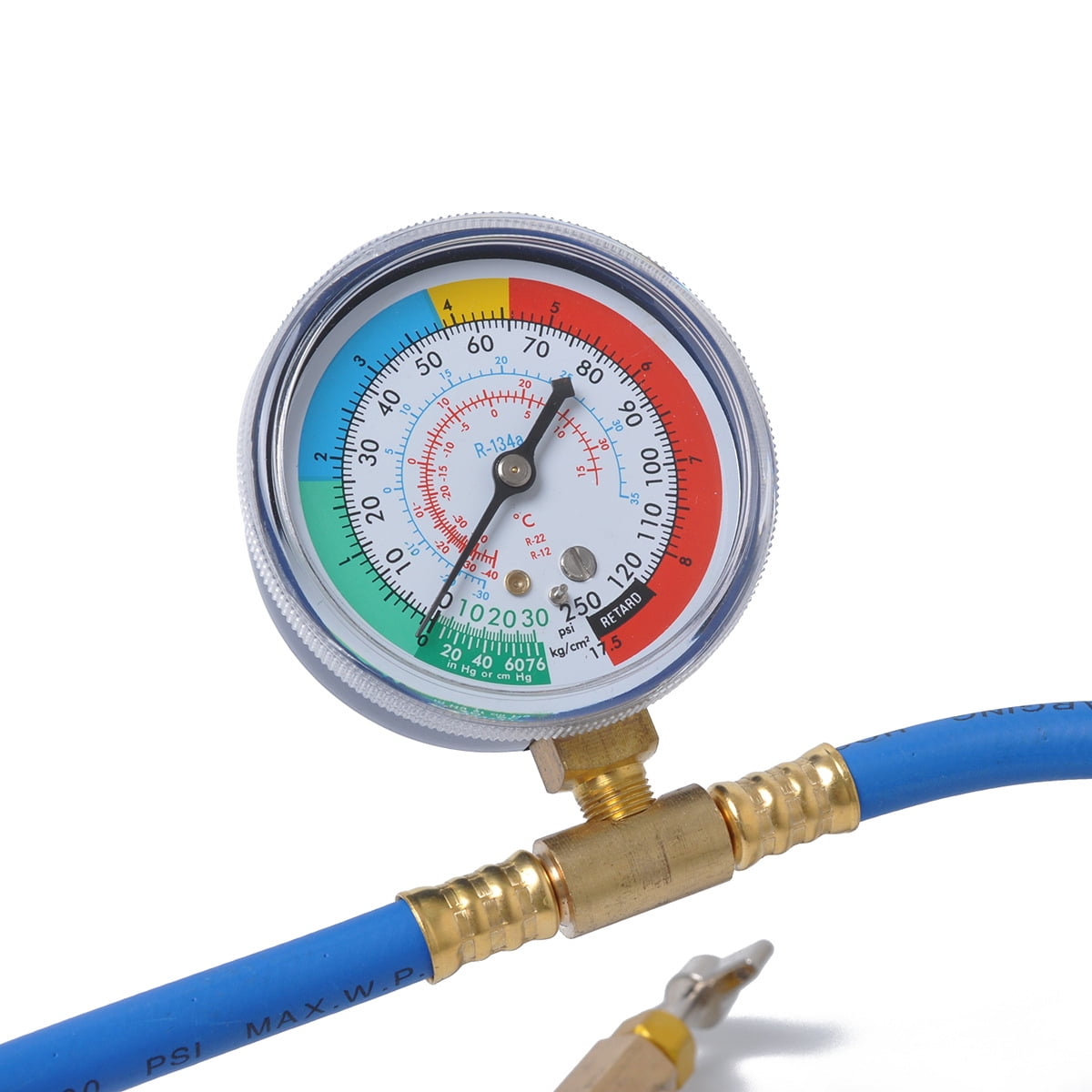 Tuyau De Remplissage Réfrigérant R134A Avec Jauge - Compatible Climatiseurs Auto, Filetage 1/2 ACME US/EU