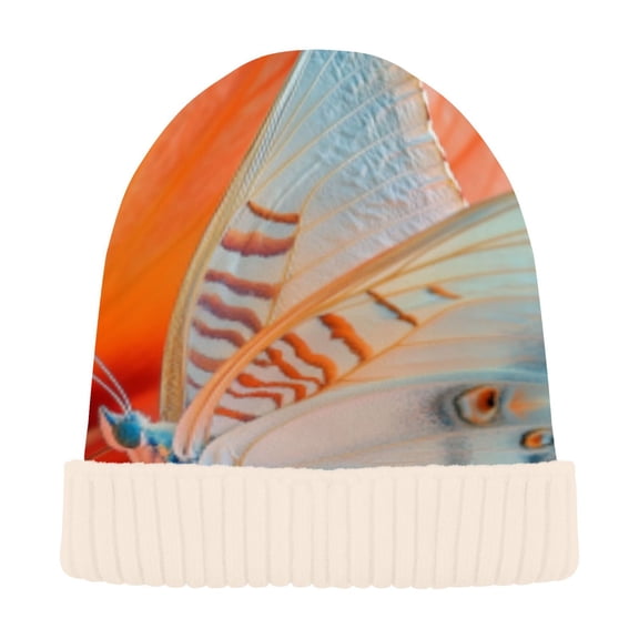BZSMCE Winter Beanie Hats Casual Warm Cozy CapGraceful Blue Butterfly Pattern