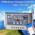 thumbnail image 2 of Controlador de Carga Solar PWM con Wifi y Bluetooth, 60 A, 12 V/24 V, Descargador Automático de Carga USB Dual, Regulador de Panel Solar con Pantalla LCD., 2 of 5