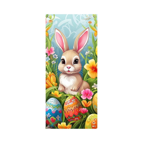 Hearth & Gear 90x200cm Happy Easter Door Cover Easter Bunny Door Cover Egg Easter Door Banner Party Accessory Hanging Banner Sign Decoration For Happy Easter Party Party Decorations Balloons Party