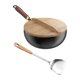 thumbnail image 4 of Sartén antiadherente manual de hierro forjado Wok sin revestimiento Sartén para saltear con mango largo 24 cm, 4 of 9