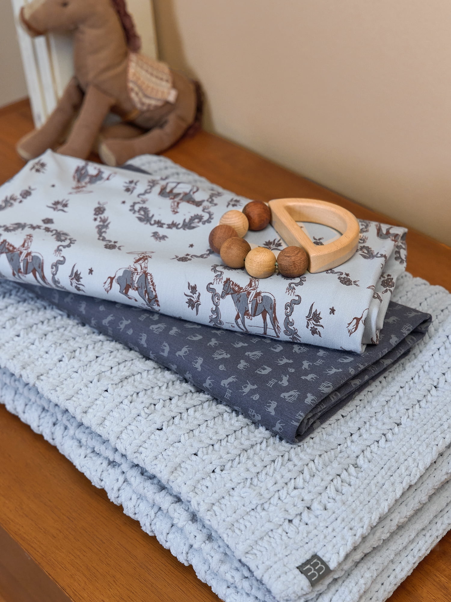 Modern Moments by Gerber Baby Neutral Super Soft Swaddle Blankets, 2-Pack, Gray Western, One Size