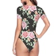 thumbnail image 4 of Naloa Rose Flowers Women's Short-Sleeved Onesie, One-Piece Swimsuit for Parties, dates, clubs - Small, 4 of 9