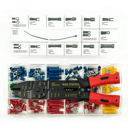 Presa Solderless Copper Wire Terminal / Connection Set with Crimper / Wire Stripping Tool, 201 (Best Knife For Stripping Wire)