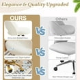 thumbnail image 3 of CZMJY Modern Velvet Small Office Chair,Cute Desk Chair with Wheels,Gold Base/Studs, Comfy Armless Swivel Vanity Task Chair for Women/Girl/Kids, Nail Tech Chair for Bedroom,Small Space,White, 3 of 9