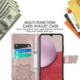 thumbnail image 3 of Galaxy A14 5G Wallet Case, [Butterfly & Flower Embossed] Leather Wallet Case Flip Protective Phone Cover with Card Slots and Kickstand for Samsung Galaxy A14 5G (Rose Gold), 3 of 6