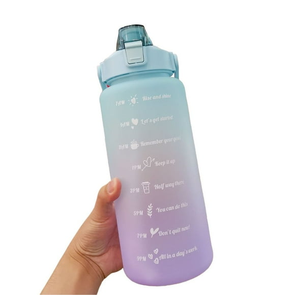 Water Bottle Drinking Bottles Large-Capacity Gradient Color Portable Outdoor Leakproof With Straw 2L