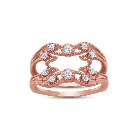 1/2 ct t.w Round Cut Lab Created Moissanite Diamond Vine Vintage-Style Solitaire Enhancer Ring Wrap In 14K Rose Gold Over Sterling Silver (D Color,VVS1 Clarity 0.50 Cttw)-4