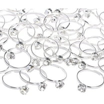 Naler Bridal Shower Rings 52 Pcs Acrylic Silver Diamond Engagement Rings for Wedding Table Decorations, Party Favors, Arts & Crafts