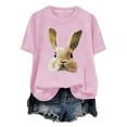 thumbnail image 4 of Tops de Cuello Alto para las Mujeres Amante Impreso Camiseta Cuello Redondo Manga Corta, Poliéster Spandex, 4 of 7
