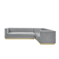 thumbnail image 4 of Inspired Home Anniston Velvet Upholstered Corner Sectional Sofa, Gold Base, Left Facing, Grey, 4 of 7