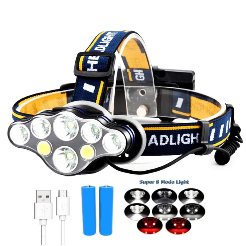 1200000LM LED Headlamp COB Headlight Emergency Torch Light 3-Zoom Flashlight US