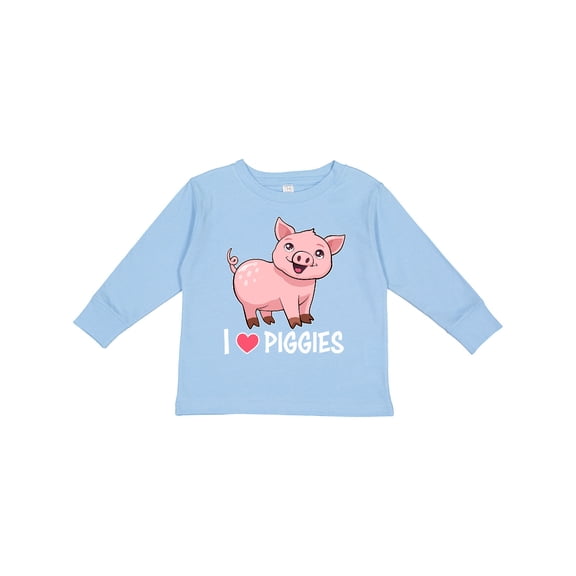 Inktastic I Love Piggies Cute Pig Boys or Girls Long Sleeve Toddler T-Shirt