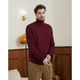 thumbnail image 3 of Kallspin Men's Turtleneck Sweaters Wool Blend High Neck Pullover Sweaters(Burgundy Red,X-Large), 3 of 7