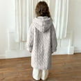 thumbnail image 5 of OGLCCG Girl's Faux Fur Long Jacket Button Front Fuzzy Fleece Hooded Cardigan Coat Outdoor Thickened Warm Winter Fluffy Jacket with Pockets 5-14 Years, 5 of 8