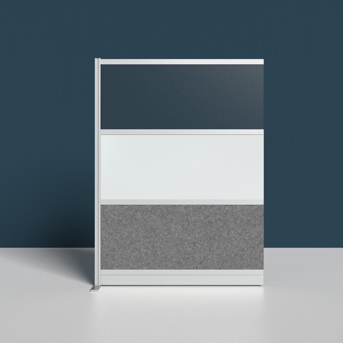 Luxor Workflow Modular Wall Room Divider System - Silver Frame - 53" x 70" Wide Panel Add-On Wall with Whiteboard, Freestanding