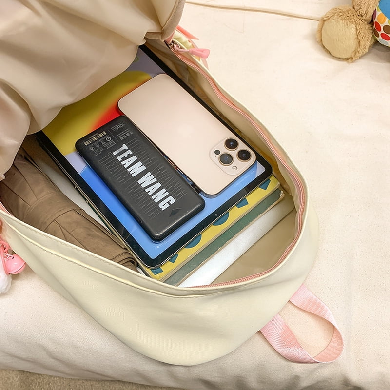 Cute Kawaii Backpack, 3D Bear Plush Backpack, Detachable Bear Backpack, Nylon Ita Bag, Large Capacity Daypack, Lightweight Backpack, Backpack with Pins Accessories, Casual Backpack for Adults