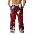 thumbnail image 3 of Fabrcox Christmas Flannel Pj Pants for Men Big and Tall Straight Leg Elastic Waist Christmas Snowflake Santa Claus Casual Christmas Baggy Bottoms Pants Deep Red M, 3 of 5