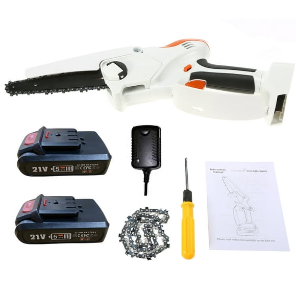 Yeacher Mini Chainsaw 6 inch Mini Chainsaw Cordless Battery Chainsaw 2.7 lbs. Lightweight Handheld Chain Saw with 2 Replacement Chains Cordless Electric Chain Saw and 2 Battery