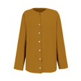 thumbnail image 6 of Dorinao Women's Oversized Linen Cotton Long Sleeve Blouse - Button Front Loose Fit Shirt for Casual & Summer, Gold, M, 6 of 6