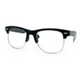 thumbnail image 5 of SA106 Mens Hipster Half Horn Rim Clear Lens Geek Fashion Eyeglasses Black Silver - Clear, 5 of 8