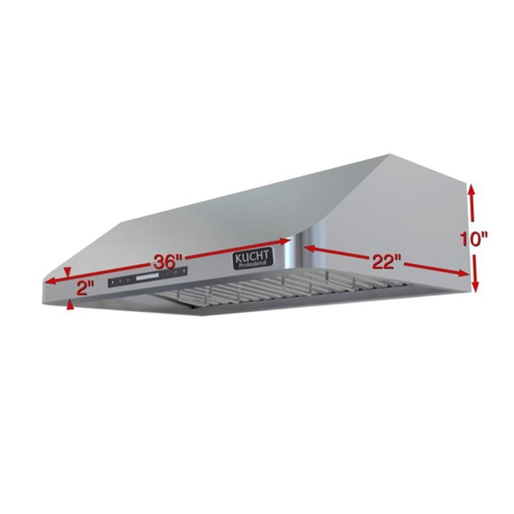 Kucht Professional 36" Stainless Steel Under Cabinet Range Hood in Silver
