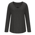 thumbnail image 6 of LYEAA Long Sleeve T Shirts for Women V Neck Warm Fashionable Tops Stylish Solid Winter Pullover Comfortable Dressy Casual Outfits Loose Lightweight Clothes Black S, 6 of 7