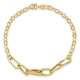 thumbnail image 4 of 14k Yellow Gold Bracelet Links Women's 6 mm 7.75 in Polished Textured Fancy Link, 4 of 4