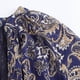 thumbnail image 5 of HH TRAF Vestido corto femenino de verano con estampado de cachemira y mangas largas, escote en V, diseño plisado de un solo pecho para mujer, 5 of 5