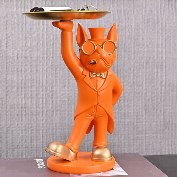 Decoración De Almacenamiento Figuras de Bulldog Art con soporte de llave de resina de palet para sala de estar (B) Wdftyju Libre de BPA