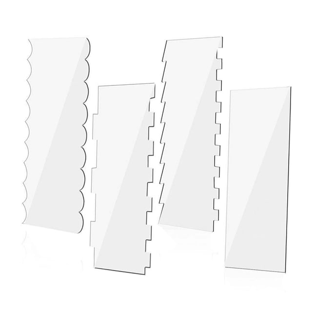 4 piezas de herramientas de acrílico transparente para tartas, peine para tartas, decoración de tartas para fiestas