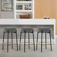 thumbnail image 2 of Set of 2 Atia Black Stained Rubberwood Bar Height Bar Stool with Low Back Fabric Seat, 2 of 8