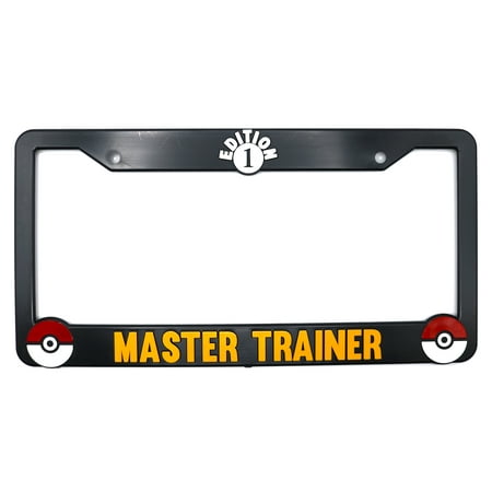 LP Frameworks 1st Edition Master Trainer for Pokemon 3D Raised License Plate Frame | 1 Pack Character License Plate Cover | Universal US License Plate Holder | Auto Accessories (Car Truck and SUV)