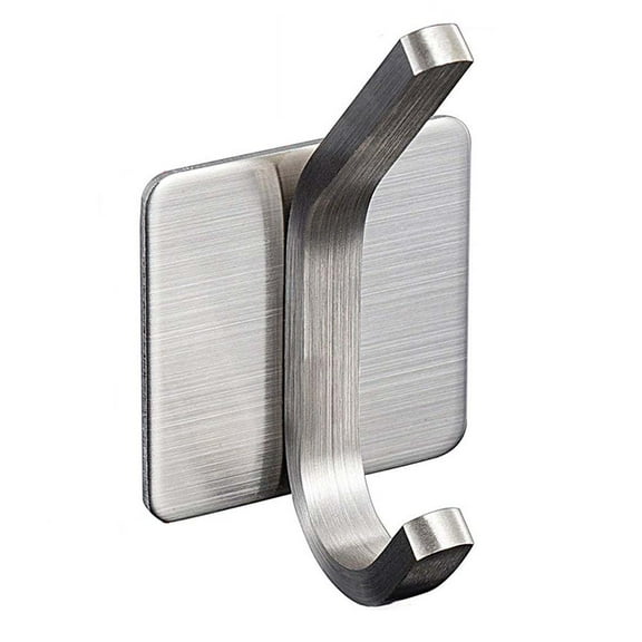Towel Hook, 3M Hooks, Adhesive Hooks, Bathroom, Self Adhesive Coat Hook, Stainless Steel Brushed, 4-Pack