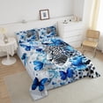 thumbnail image 4 of Ensemble de Couette Imprimé Léopard 2 Pcs pour Garçons Filles Literie Papillon Bleu Taille Simple Décor Guépard Ensembles de Couette Style Ferme Rustique Insert de Couette pour Adolescents Enfants Courtepointe Ferme Western, 4 of 6