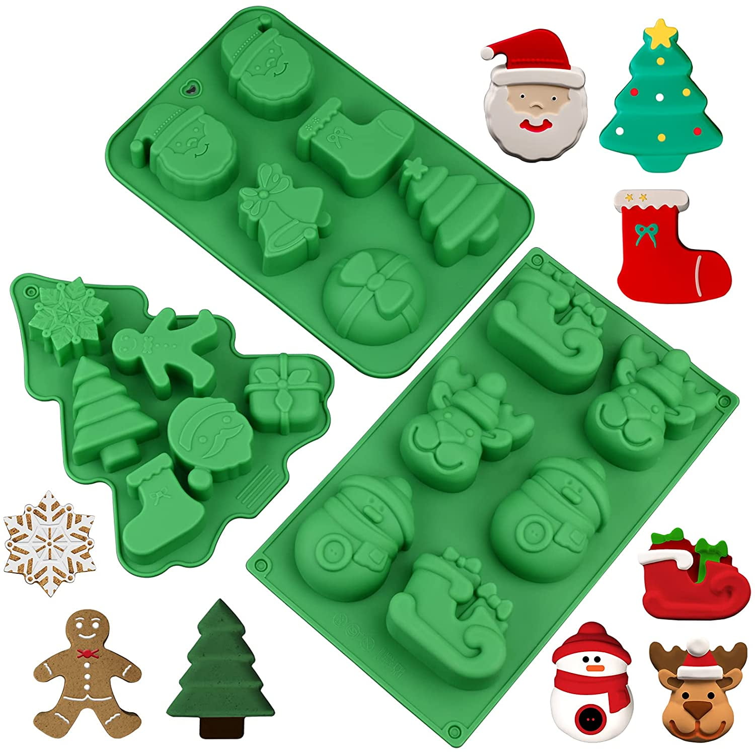 Christmas Silicone Chocolate Mould Xmas Candy Mold Trays Baking Mould Santa  Clause Snowman Present Gingerbread Candy Cane Mould