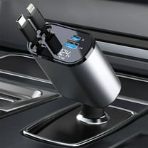 4 in 1 Retractable Car Charger 100W Fast Car Phone Charger with and Type C Cable and 2 Charging Ports Car Charger Adapter