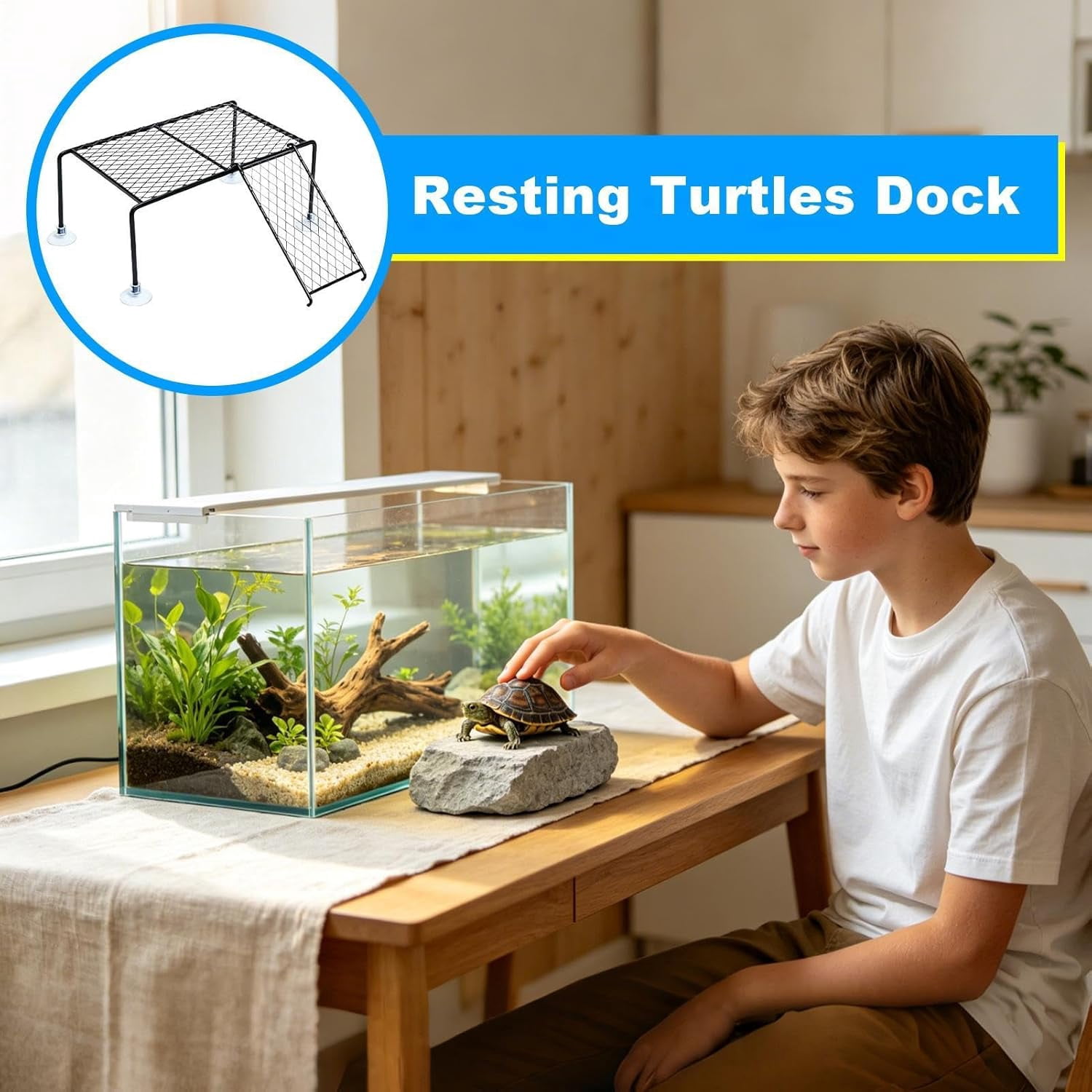 Turtle Basking Platform with Suction Cups, 23x32x11 cm for Aquarium Tank