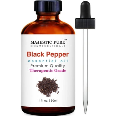 Majestic Pure Black Pepper Essential Oil, Premium Grade, Pure and Natural, for Aromatherapy, Massage, Topical & Household Uses, 1 fl oz