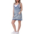 thumbnail image 4 of INSPIRAR CHIC Vestido de Mujer Overoles de Mezclilla Sueltos Casual Sin Mangas Vestidos Mini Azul Claro S, 4 of 6