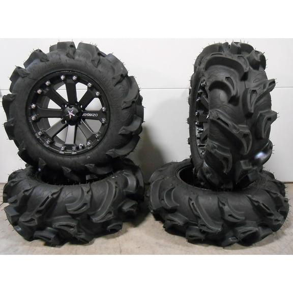 MSA Black Kore 14" ATV Wheels 27" Mega Mayhem Tires Can-Am Commander Maverick Renegade Outlander Defender