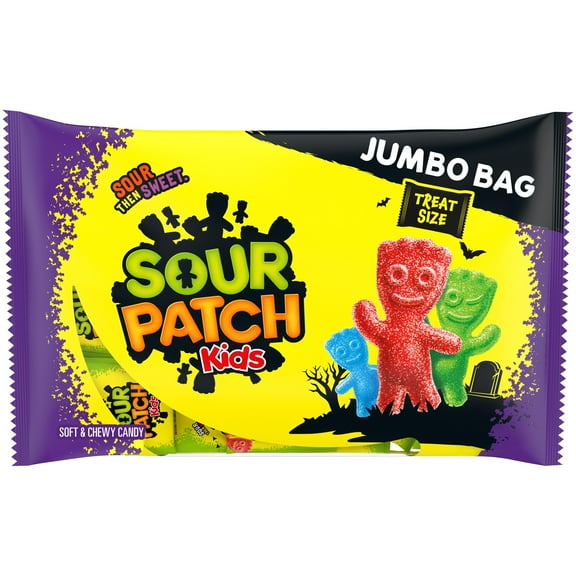 SOUR PATCH KIDS Soft & Chewy Halloween Candy, Jumbo Bag, 35 Trick or Treat Bags