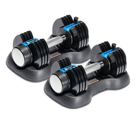 Lifepro Adjustable Dumbbell - 5-in-1, 25lb dumbell Adjustable Free Weights Plates and Rack - Hand Weights for Women and Men - Adjustable Weights, 5lb, 10lb, 15lb, 20lb, 25lb (25 Pounds - Pair)