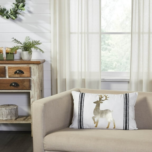 VHC Brands Wintergleam Reindeer Pillow 14x22