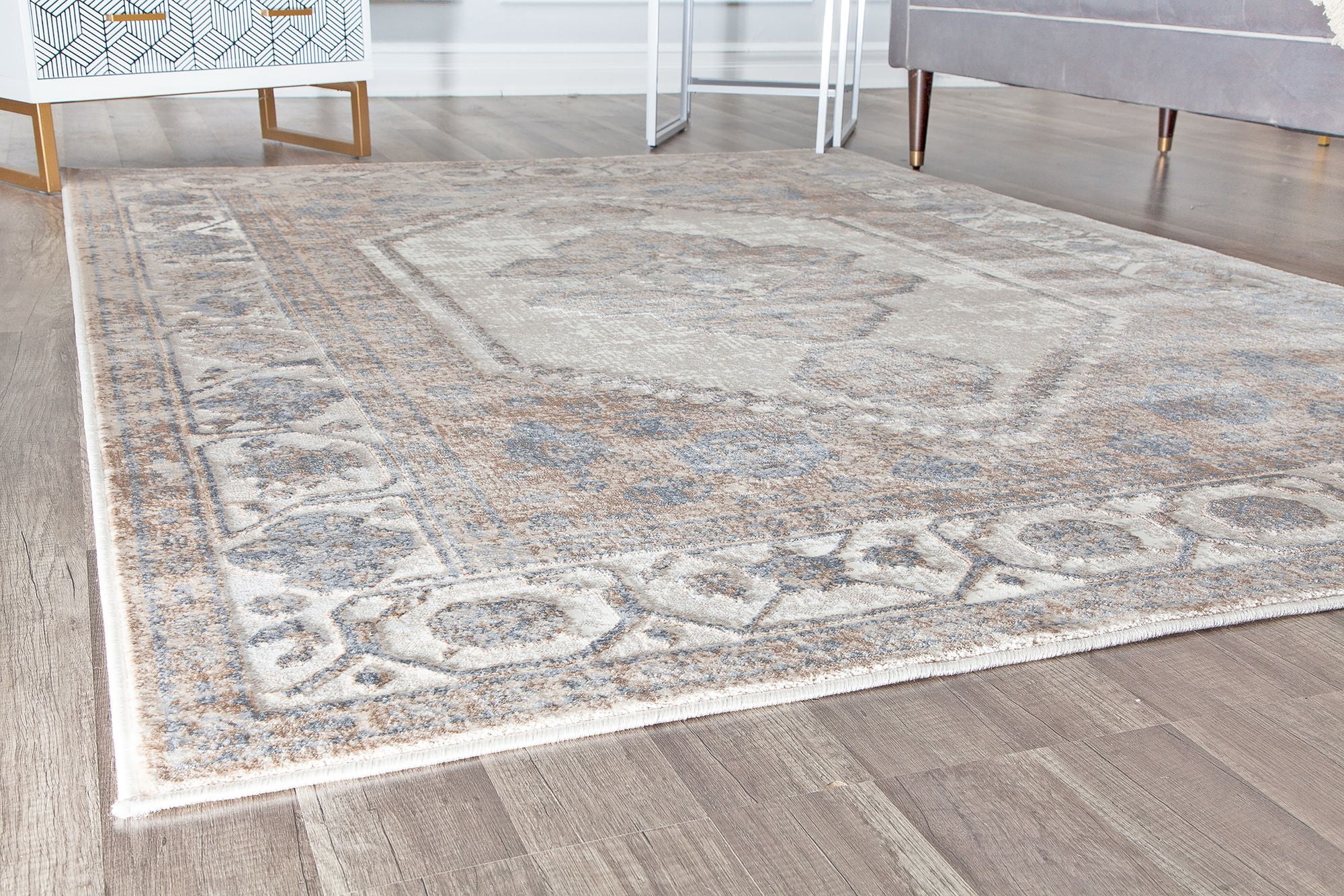 Rugs America Emali EA40A Almond Vintage Farmhouse Tan Area Rug, 5'x7'